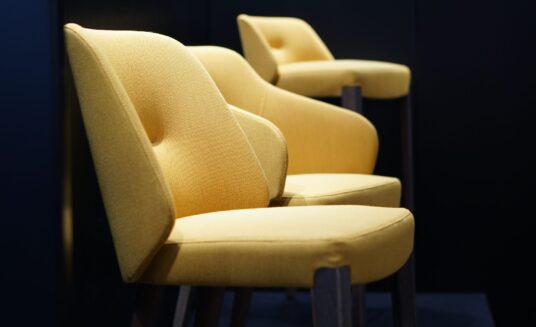 Yellow armchair for cruise ship interior design